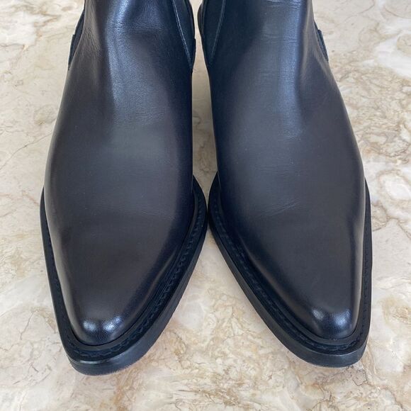 DKNY Black Leather Pointed Toe Cuban Heel Chelsea Boots Rare - Picture 7 of 14